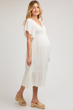PinkBlush Ivory Smocked Ruffle Maternity DressEveretts Place