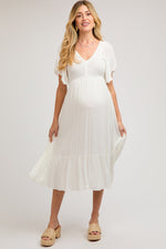 PinkBlush Ivory Smocked Ruffle Maternity DressEveretts Place