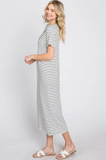 PinkBlush Ivory Striped Ribbed Midi Dress - 