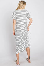 PinkBlush Ivory Striped Ribbed Midi Dress - 