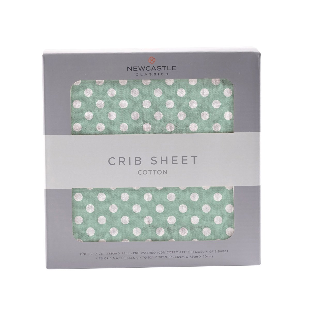 Newcastle Classics Jade Cotton Muslin Crib Sheet with Polka Dots for Standard Mattresses - 