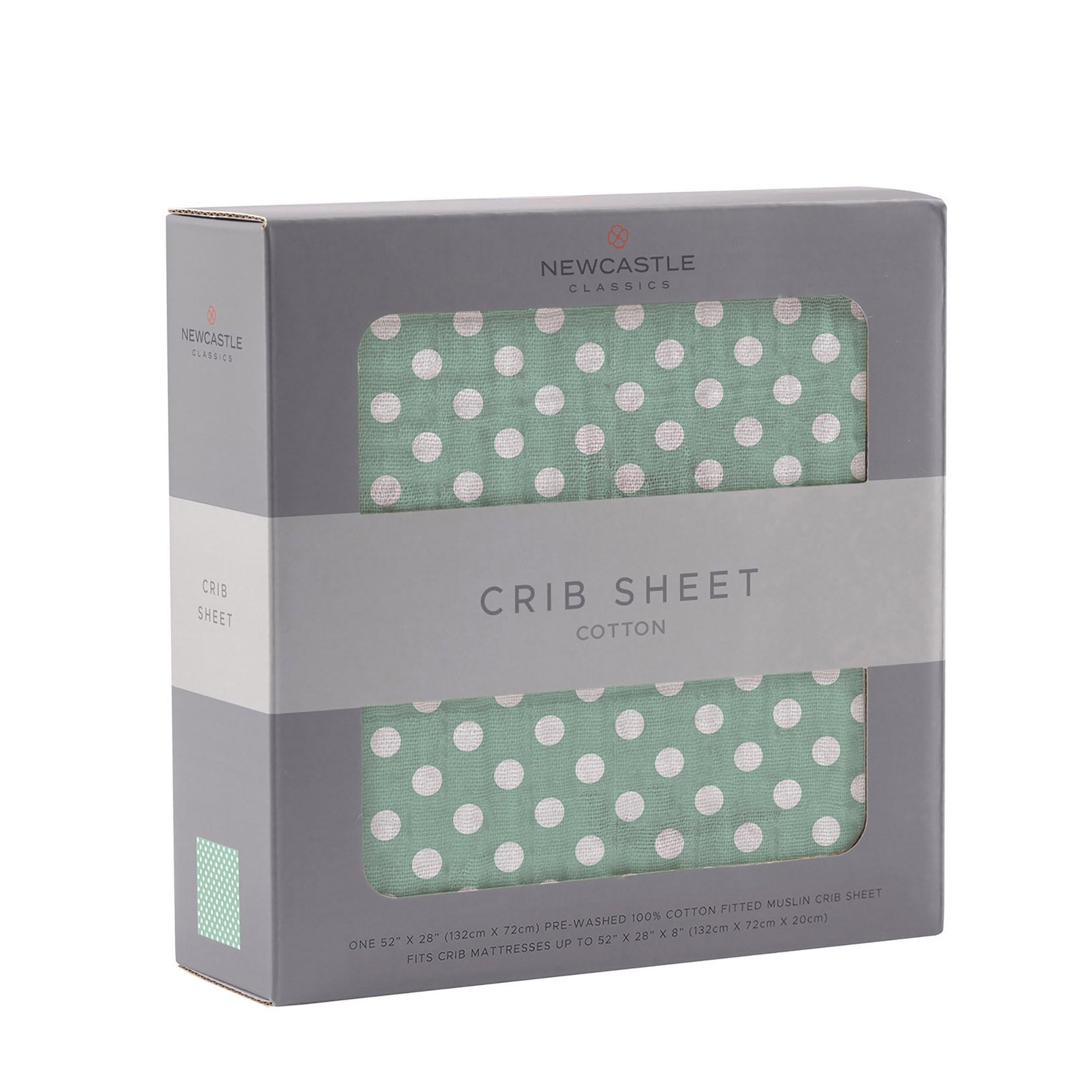 Newcastle Classics Jade Cotton Muslin Crib Sheet with Polka Dots for Standard Mattresses - Furniture > Baby & Toddler Furniture > Crib & Toddler Bed Accessories Cotton Crib Sheet