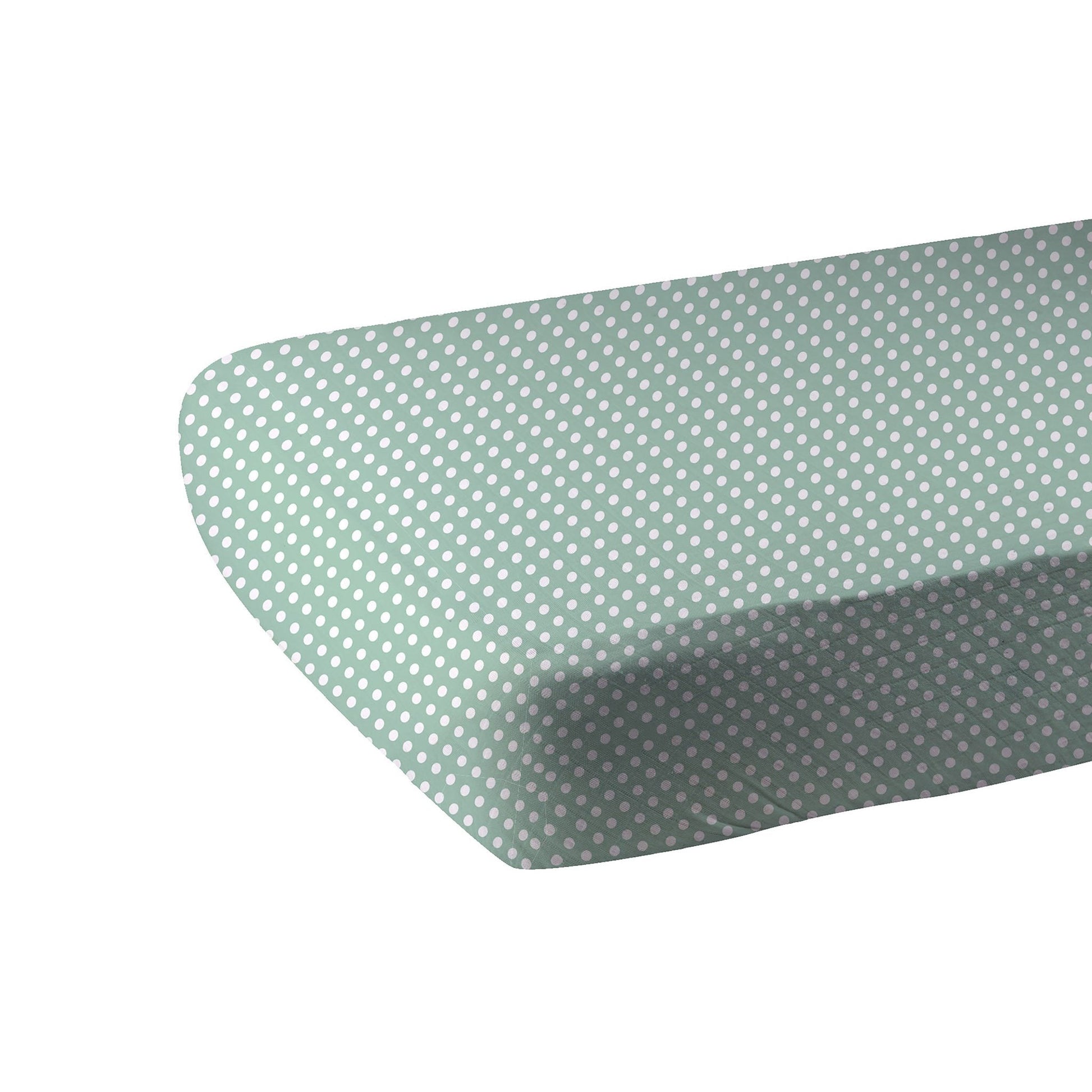 Jade Polka Dot Cotton Muslin Crib Sheet for Standard Mattresses Newcastle Classics