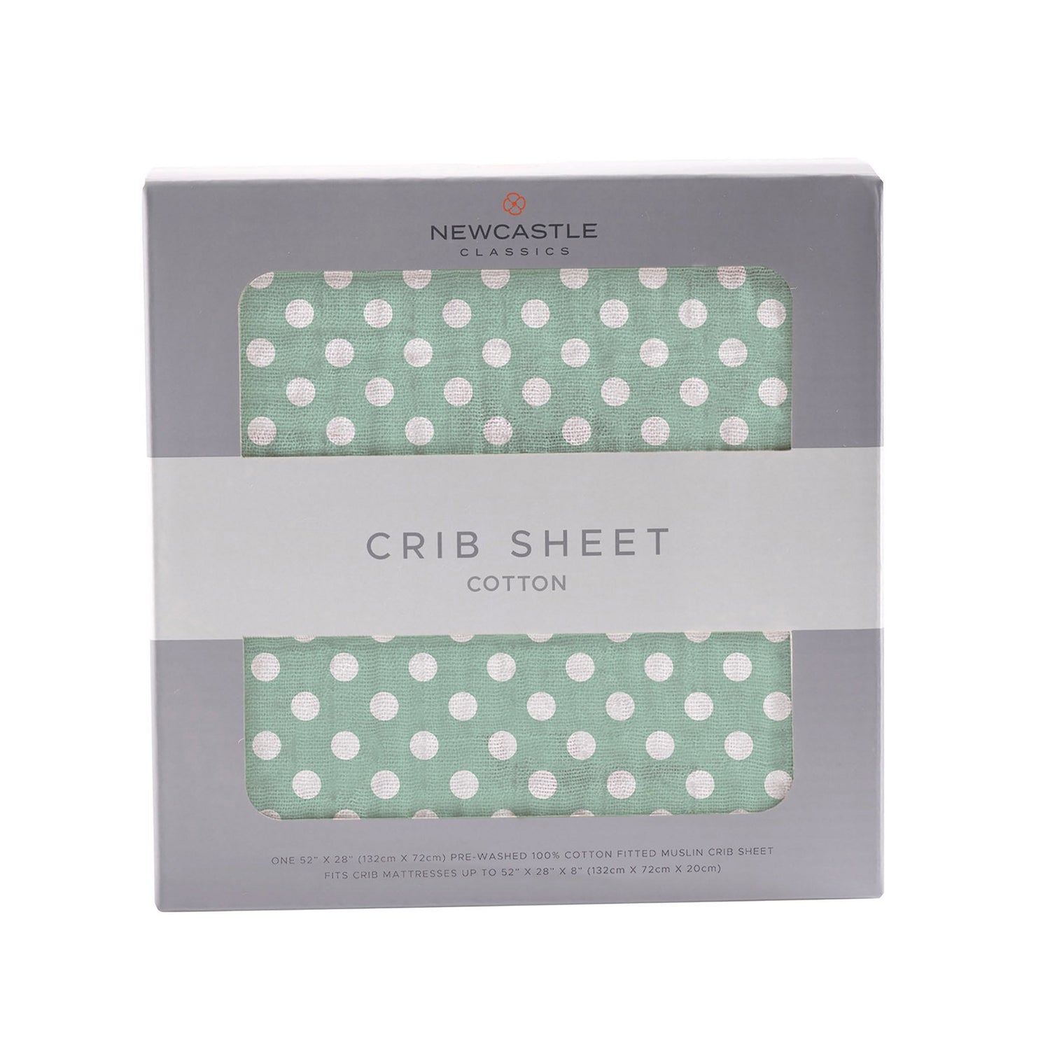 Newcastle Classics Jade Cotton Muslin Crib Sheet with Polka Dots for Standard Mattresses - Furniture > Baby & Toddler Furniture > Crib & Toddler Bed Accessories Cotton Crib Sheet