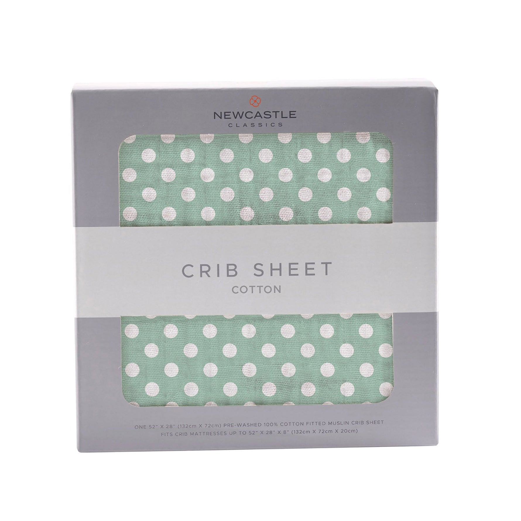Newcastle Classics Jade Cotton Muslin Crib Sheet with Polka Dots for Standard Mattresses - Furniture > Baby & Toddler Furniture > Crib & Toddler Bed Accessories Cotton Crib Sheet