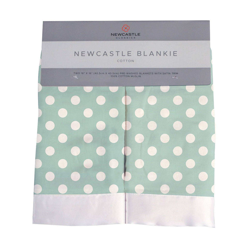 Jade Polka Dot Cotton Muslin Security Baby Blankie - 16" x 16"