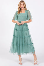 Jade Ruffled Mesh Maxi Dress - Dress, Waist, Day Dress, One-piece garment, Brown hair | Everetts Place