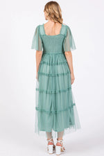 PinkBlush Jade Ruffled Mesh Maxi Dress - 