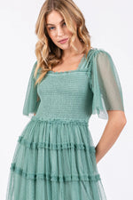 PinkBlush Jade Ruffled Mesh Maxi Dress - 