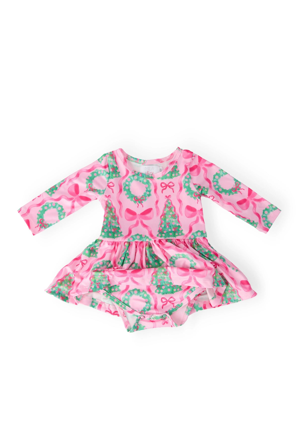 Mila & Rose ® Jingle Bows L/S Twirl Bodysuit - 