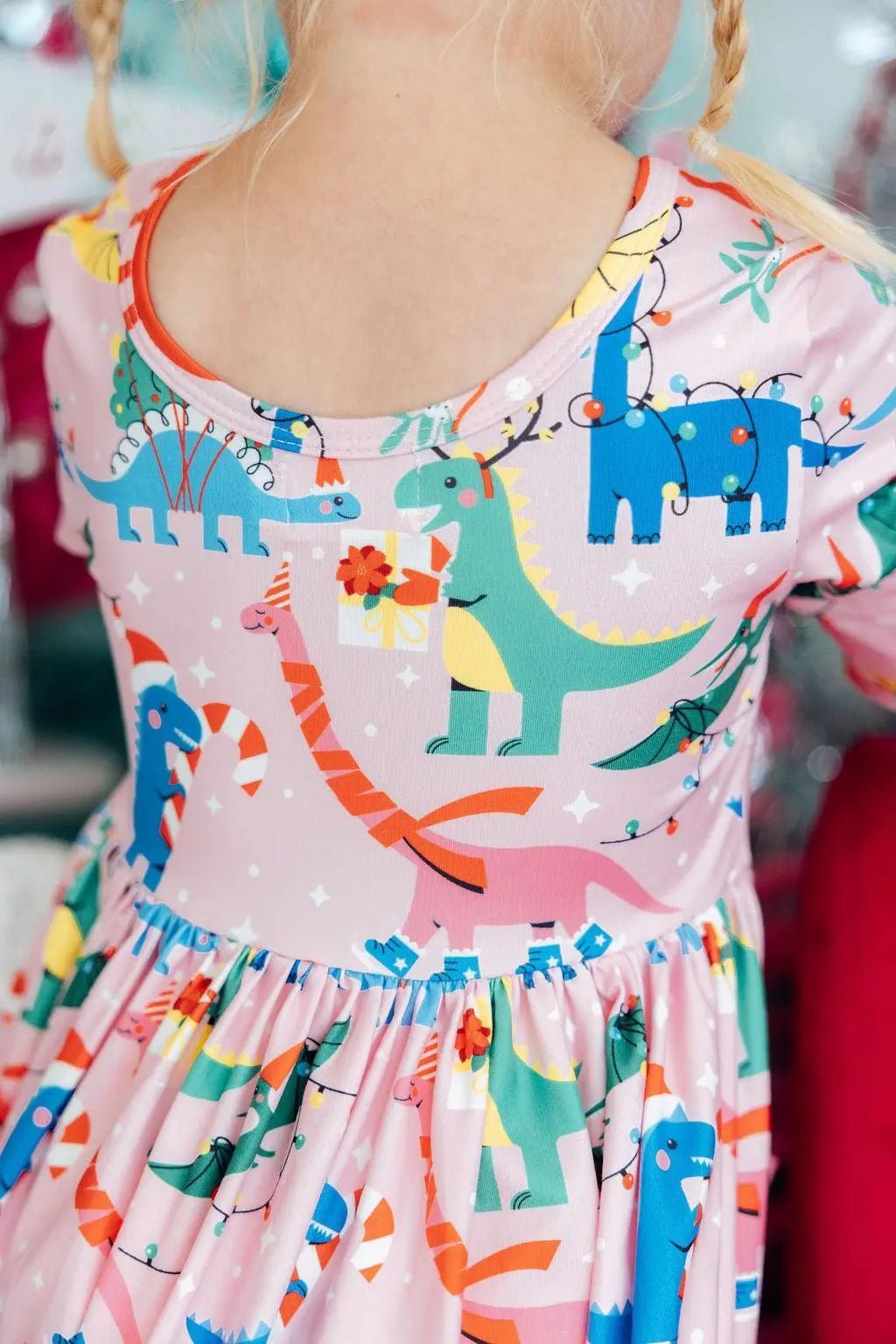 Mila & Rose ® Jingle Saurus L/S Pocket Twirl Dress - 