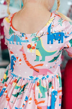 Mila & Rose ® Jingle Saurus L/S Pocket Twirl Dress - 