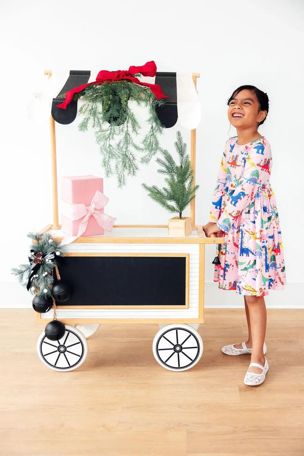 Mila & Rose ® Jingle Saurus L/S Pocket Twirl Dress - 