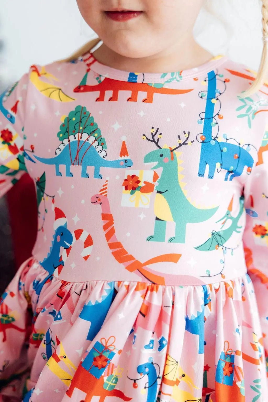 Mila & Rose ® Jingle Saurus L/S Pocket Twirl Dress - 