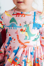Mila & Rose ® Jingle Saurus L/S Pocket Twirl Dress - 