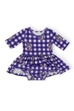 Mila & Rose ® JMU Plaid Duke Dog 3/4 Sleeve Twirl Bodysuit - 