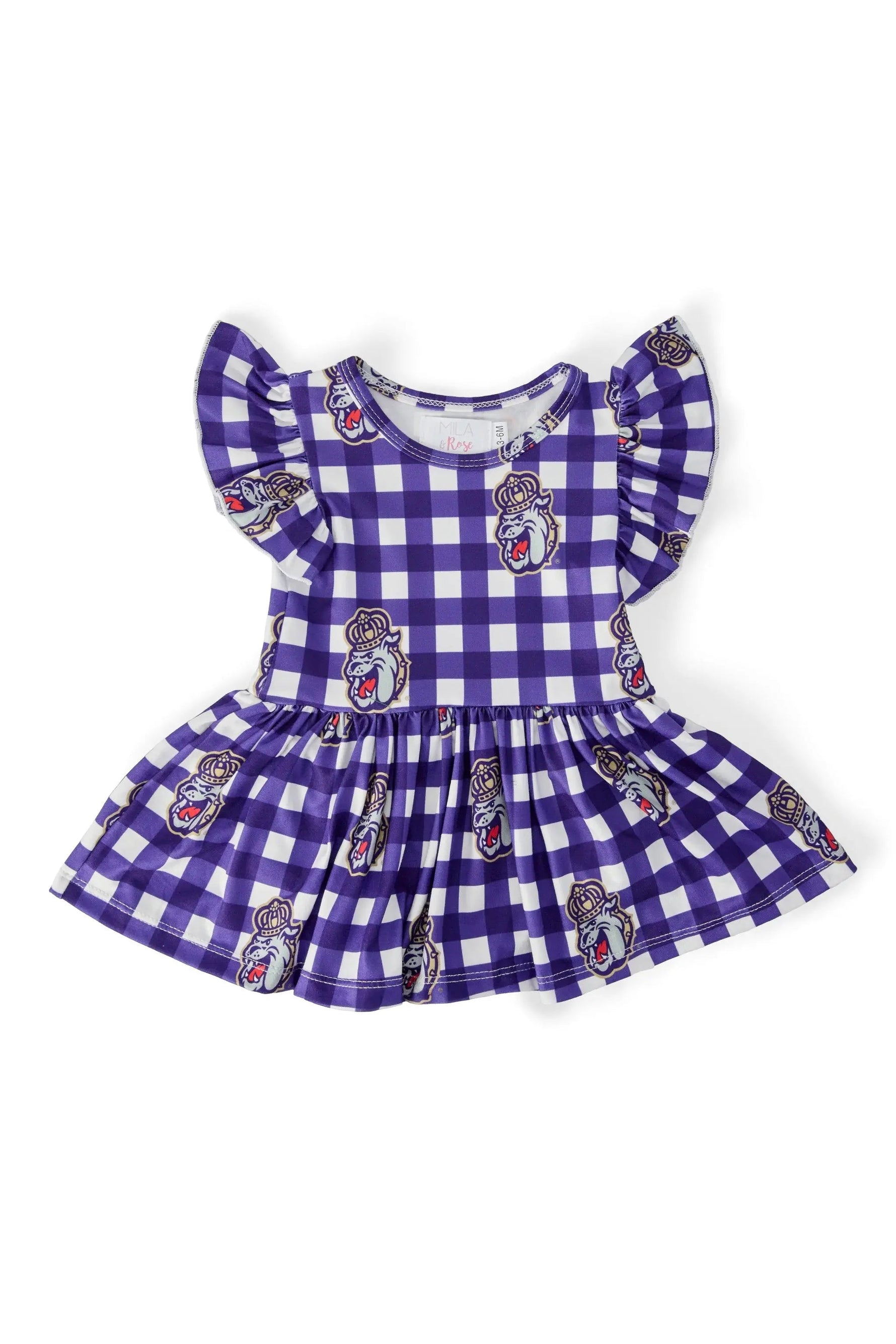 Mila & Rose ® JMU Plaid Duke Dog Flutter Twirl Bodysuit - 