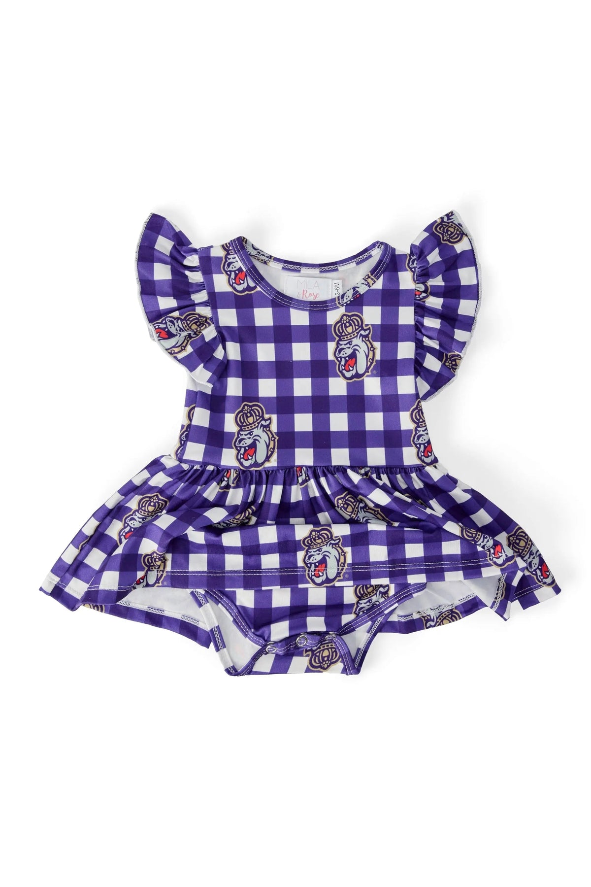 Mila & Rose ® JMU Plaid Duke Dog Flutter Twirl Bodysuit - 