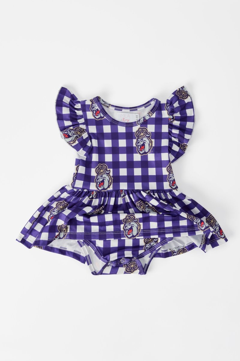 Mila & Rose ® JMU Plaid Duke Dog Flutter Twirl Bodysuit - 