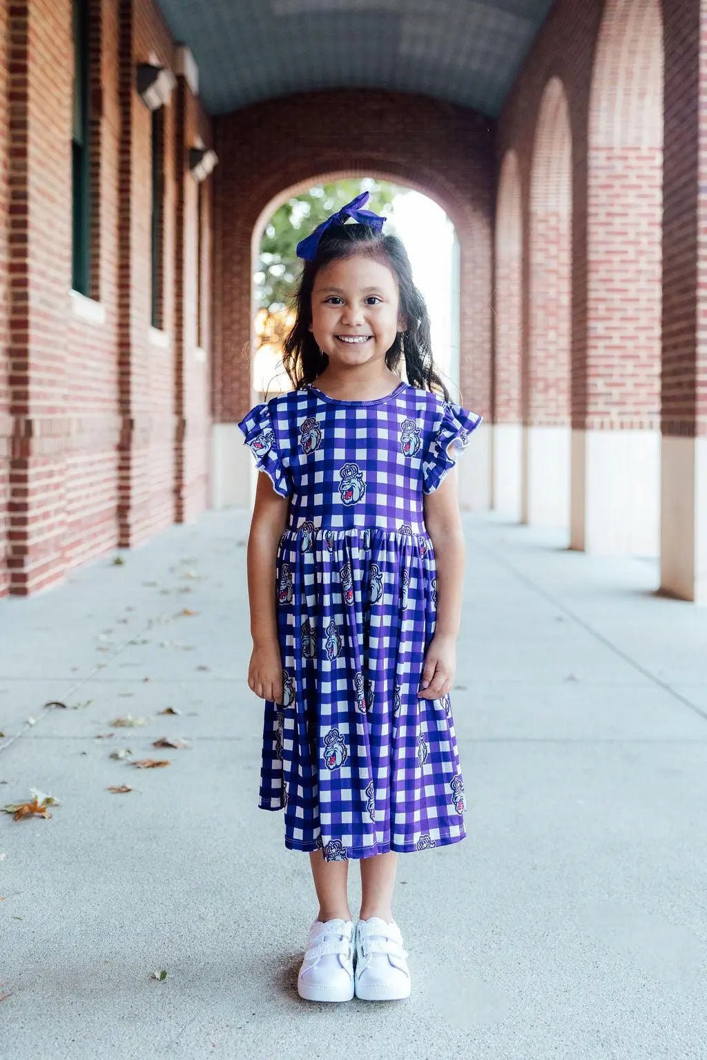 Mila & Rose ® JMU Plaid Duke Dog Flutter Twirl Dress - 