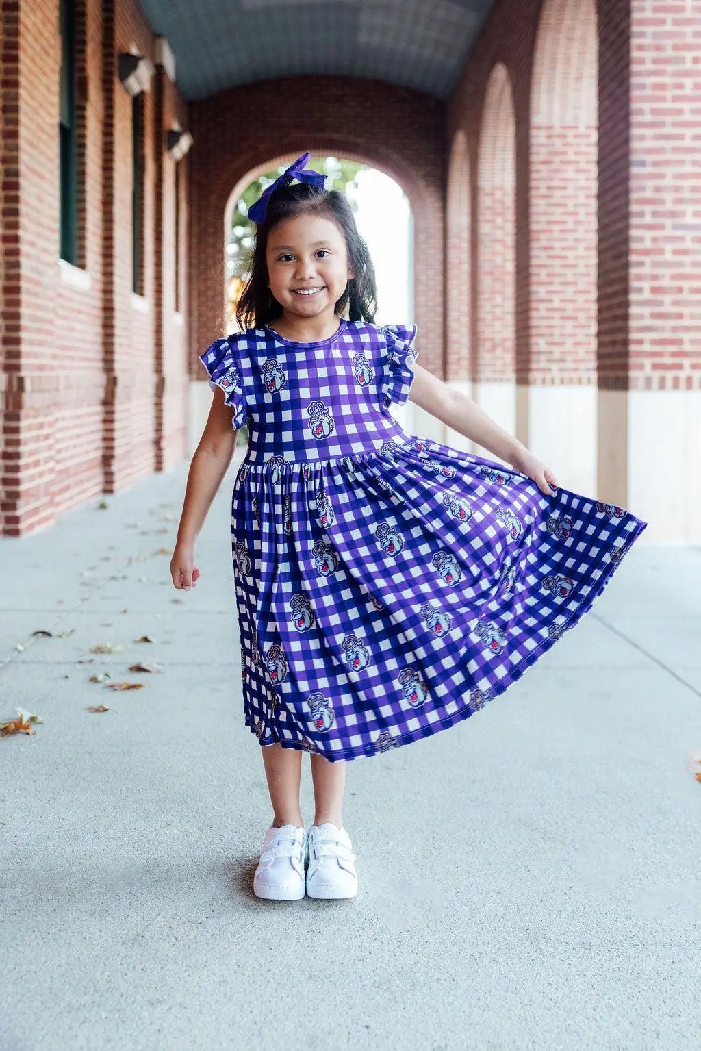 Mila & Rose ® JMU Plaid Duke Dog Flutter Twirl Dress - 