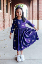 Mila & Rose ® JMU Purple Duke Dog 3/4 Sleeve Pocket Twirl Dress - 