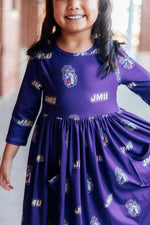 Mila & Rose ® JMU Purple Duke Dog 3/4 Sleeve Pocket Twirl Dress - 