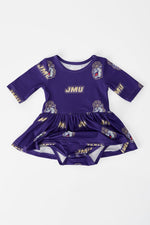 Mila & Rose ® JMU Purple Duke Dog 3/4 Sleeve Twirl Bodysuit - 