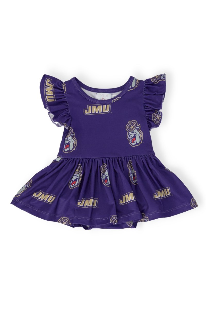 Mila & Rose ® JMU Purple Duke Dog Flutter Twirl Bodysuit - 