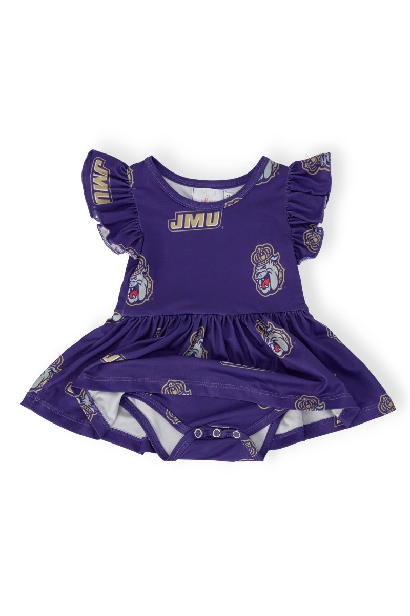 Mila & Rose ® JMU Purple Duke Dog Flutter Twirl Bodysuit - 