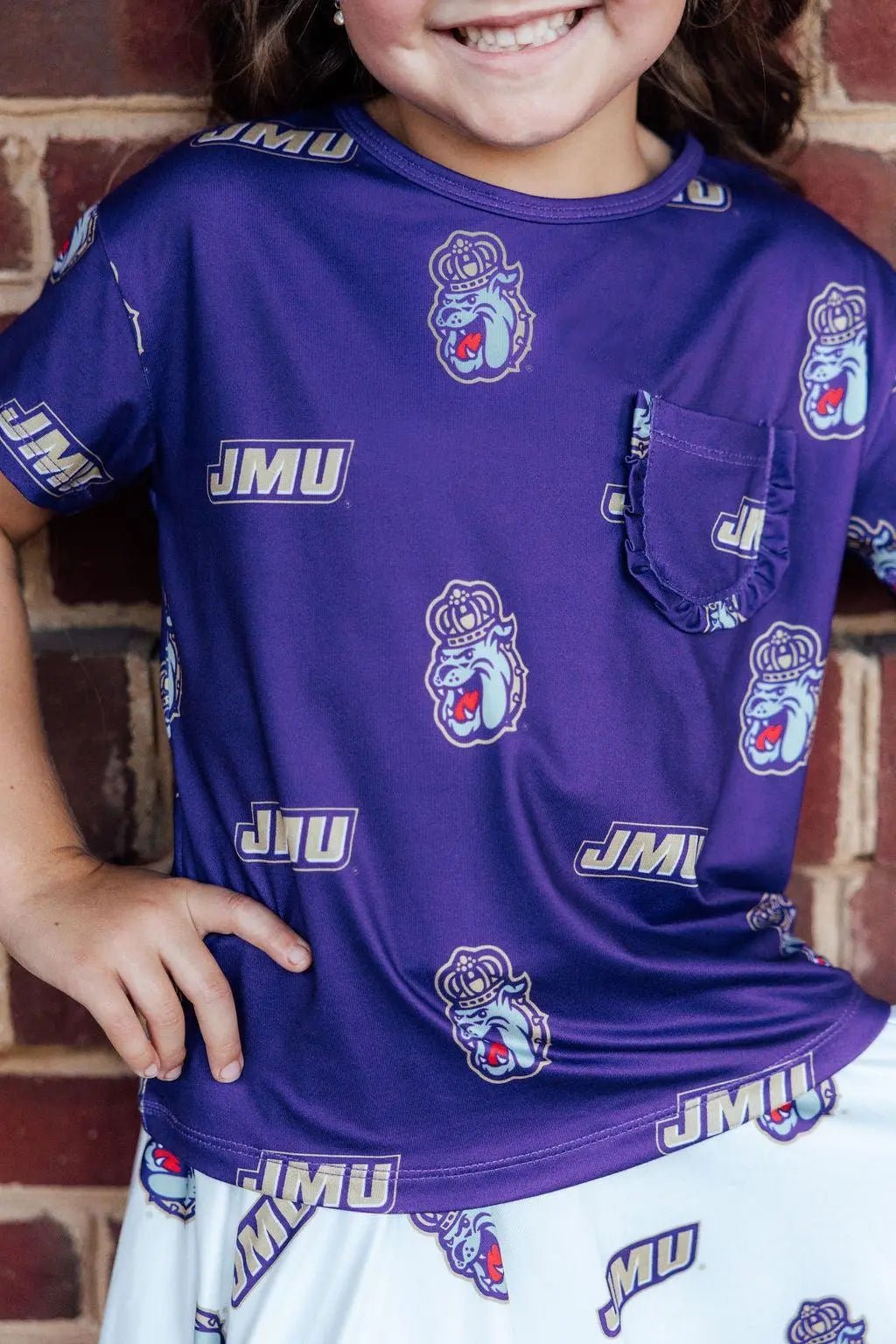 Mila & Rose ® JMU Purple Duke Dog Ruffle Pocket Tee - 