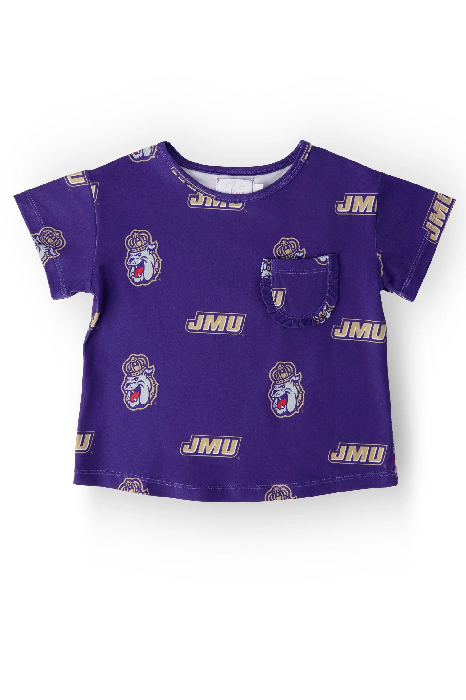 Mila & Rose ® JMU Purple Duke Dog Ruffle Pocket Tee - 