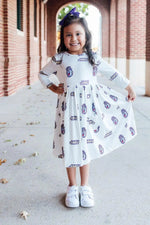 Mila & Rose ® JMU White Duke Dog 3/4 Sleeve Pocket Twirl Dress - 