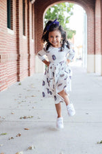 Mila & Rose ® JMU White Duke Dog 3/4 Sleeve Pocket Twirl Dress - 