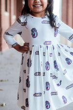 Mila & Rose ® JMU White Duke Dog 3/4 Sleeve Pocket Twirl Dress - 