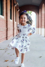 Mila & Rose ® JMU White Duke Dog 3/4 Sleeve Pocket Twirl Dress - 