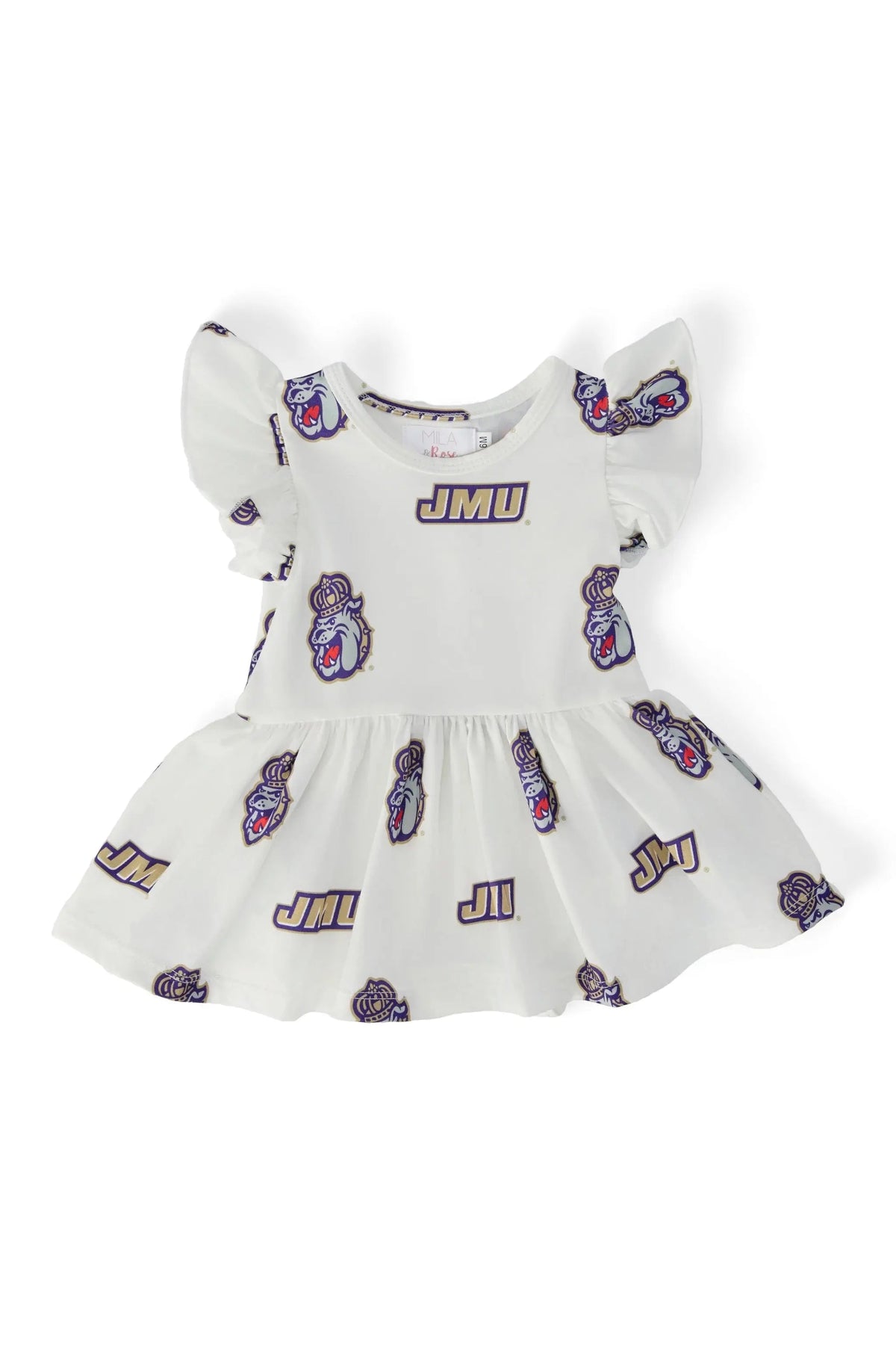 Mila & Rose ® JMU White Duke Dog Flutter Twirl Bodysuit - 