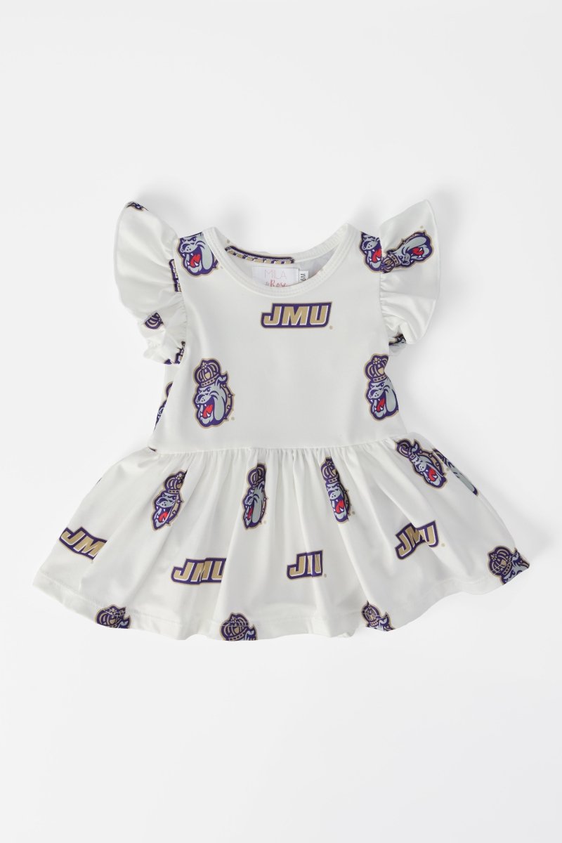 Mila & Rose ® JMU White Duke Dog Flutter Twirl Bodysuit - 