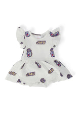 Mila & Rose ® JMU White Duke Dog Flutter Twirl Bodysuit - 