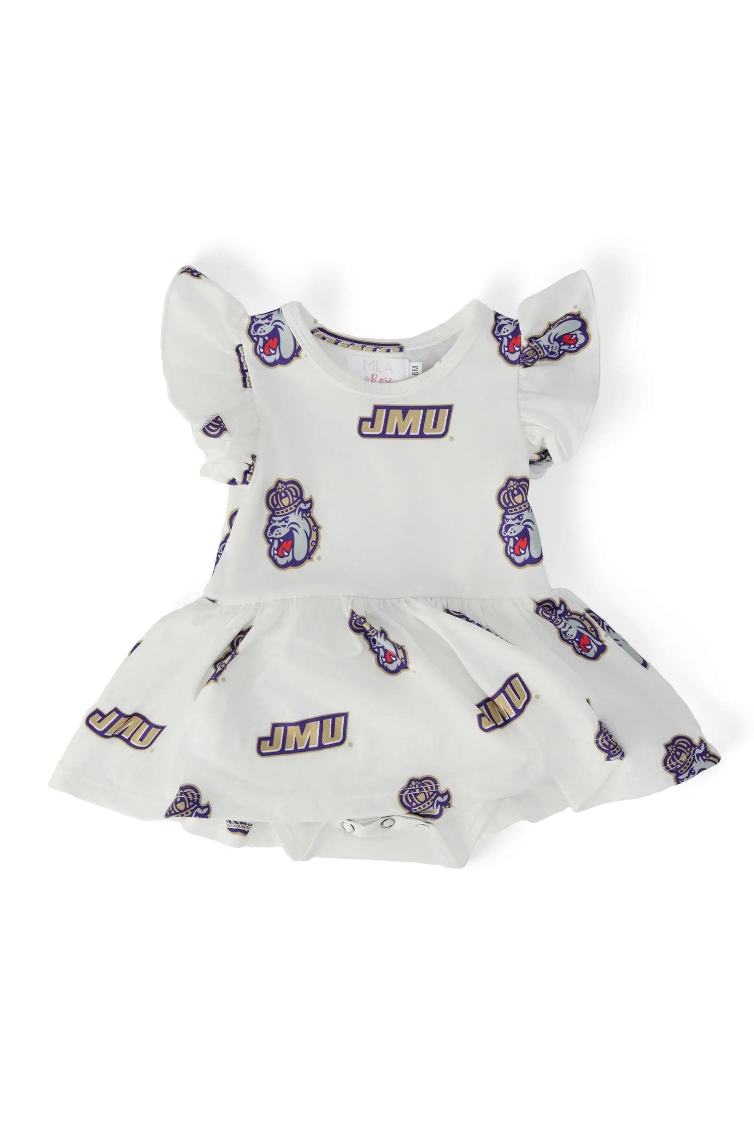 Mila & Rose ® JMU White Duke Dog Flutter Twirl Bodysuit - 