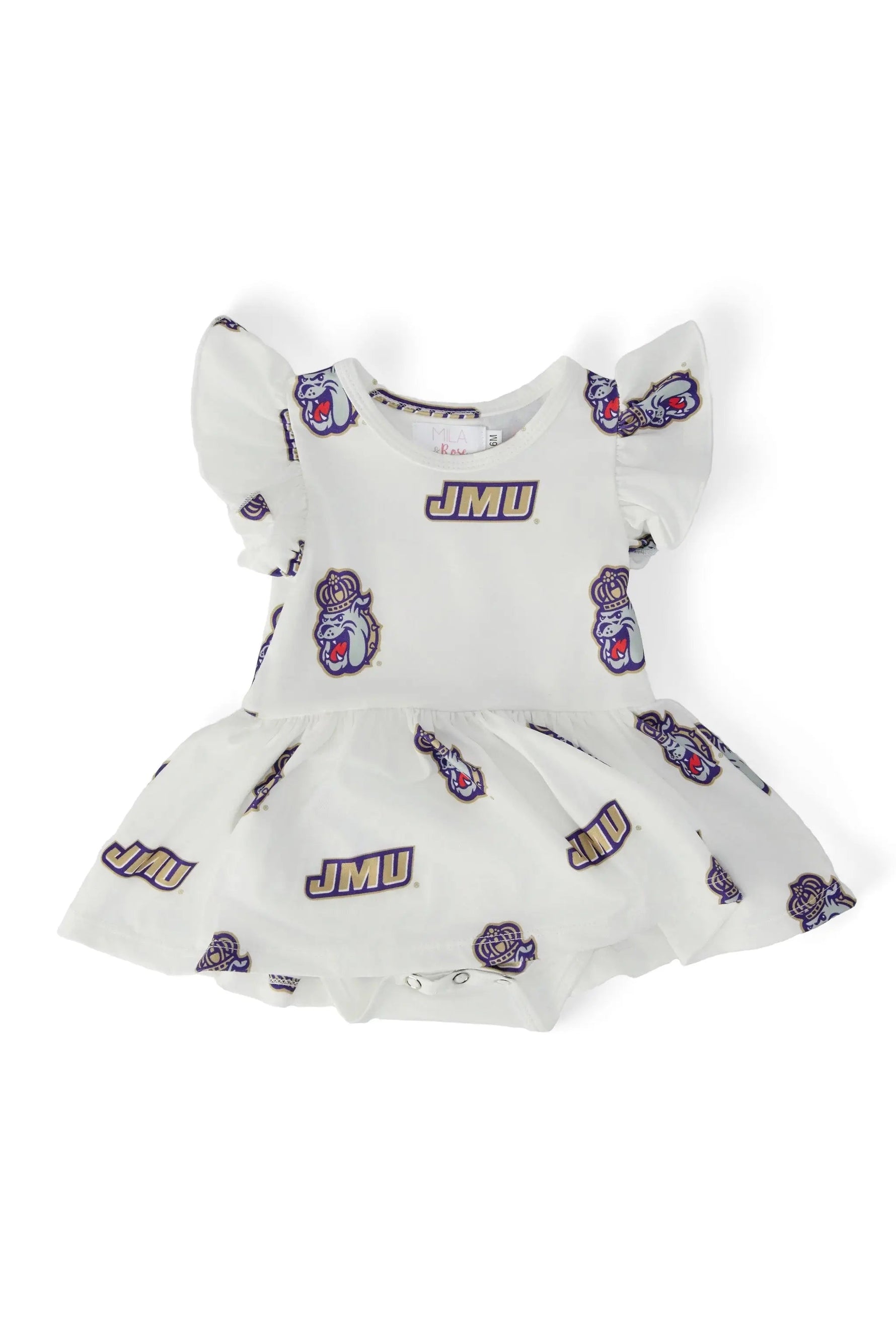 Mila & Rose ® JMU White Duke Dog Flutter Twirl Bodysuit - 