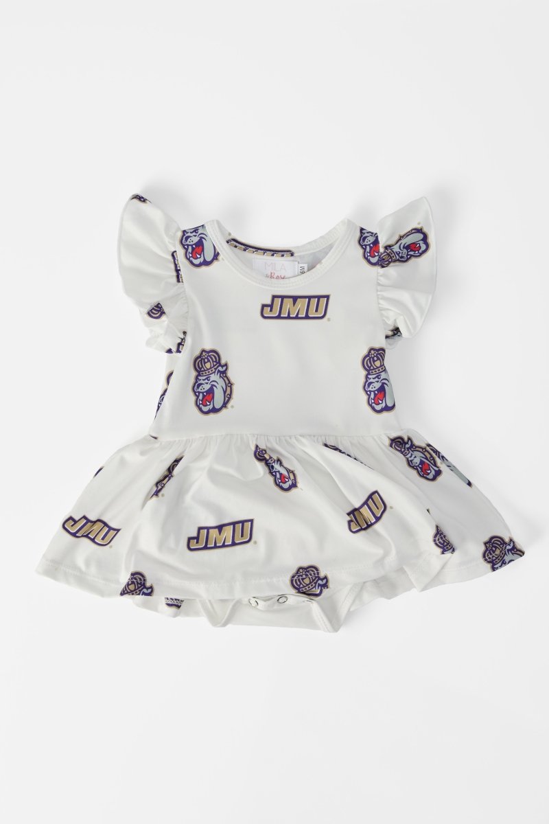 Mila & Rose ® JMU White Duke Dog Flutter Twirl Bodysuit - 