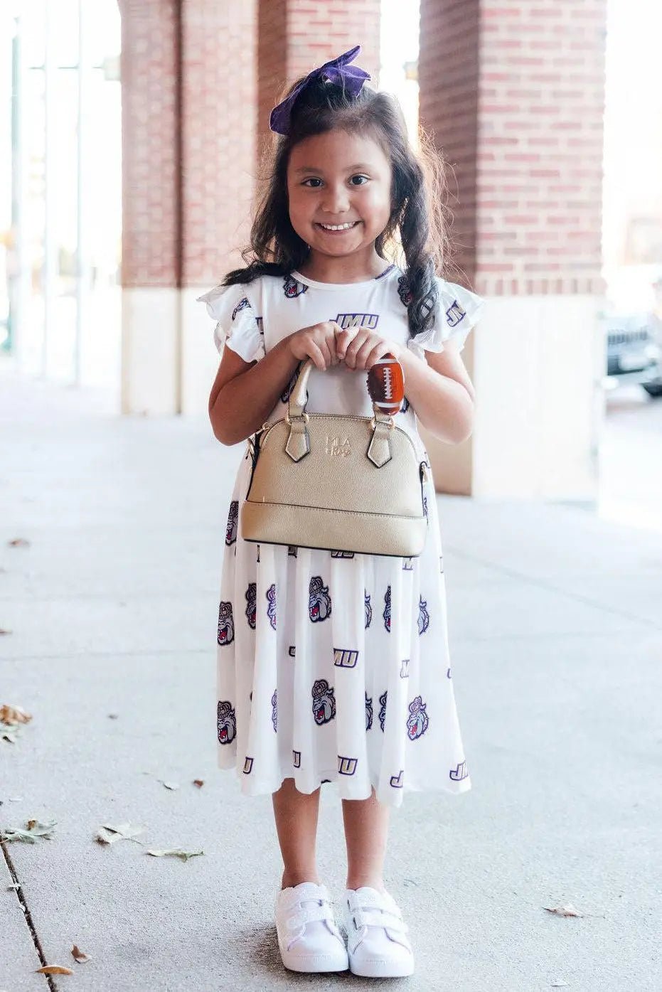 Mila & Rose ® JMU White Duke Dog Flutter Twirl Dress - 