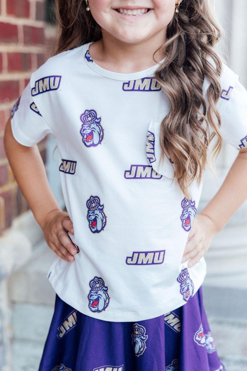 Mila & Rose ® JMU White Duke Dog Ruffle Pocket Tee - 