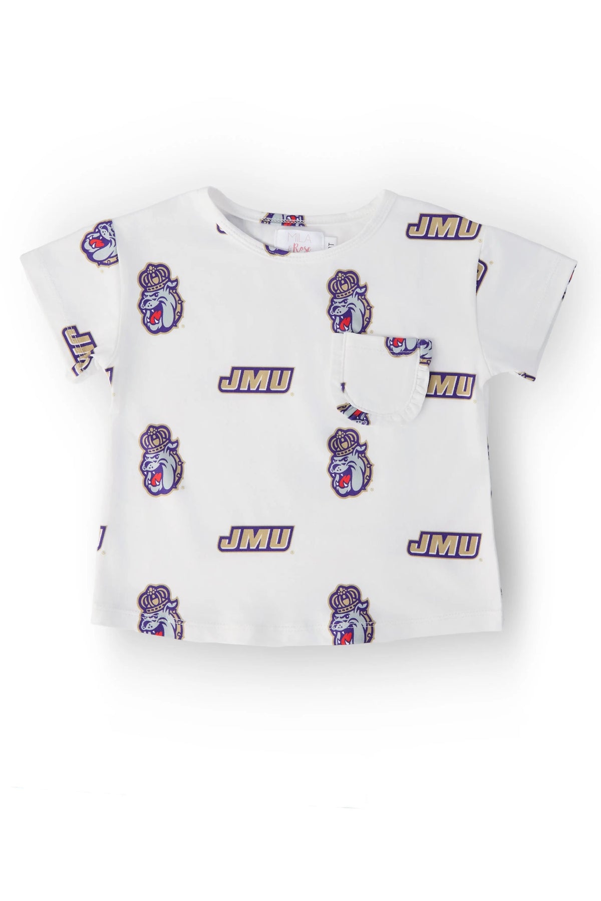 Mila & Rose ® JMU White Duke Dog Ruffle Pocket Tee - 