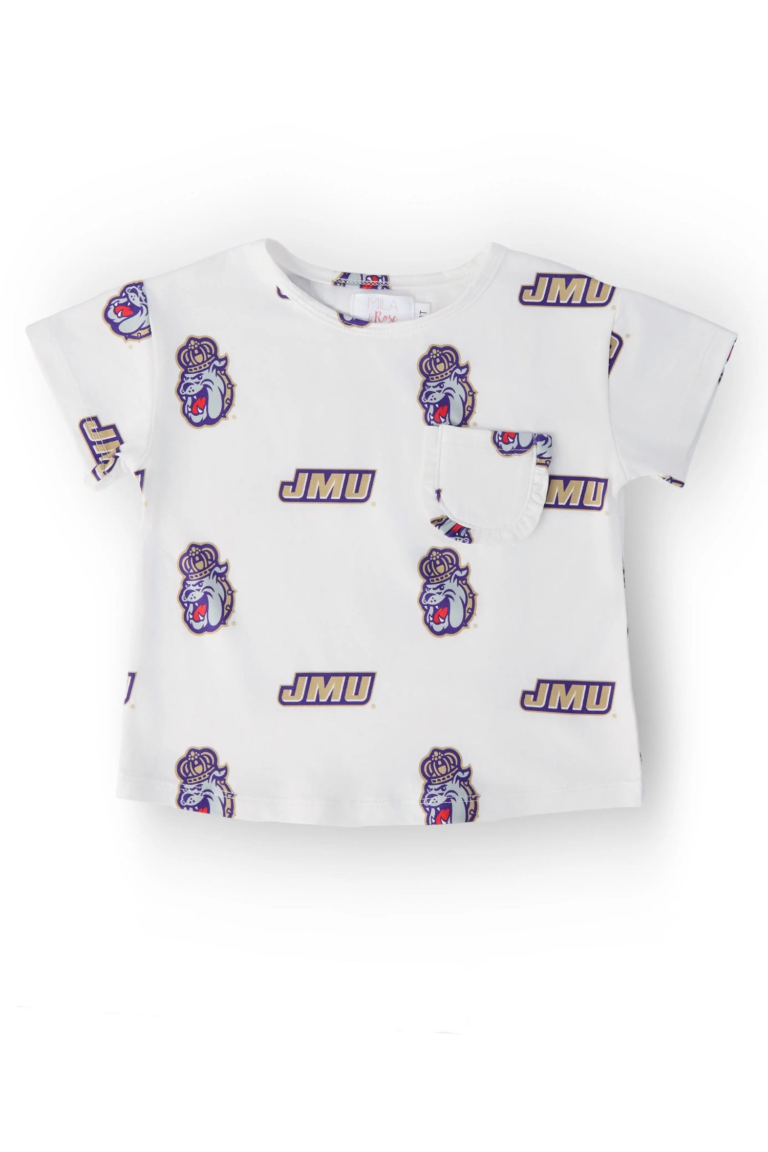 Mila & Rose ® JMU White Duke Dog Ruffle Pocket Tee - 