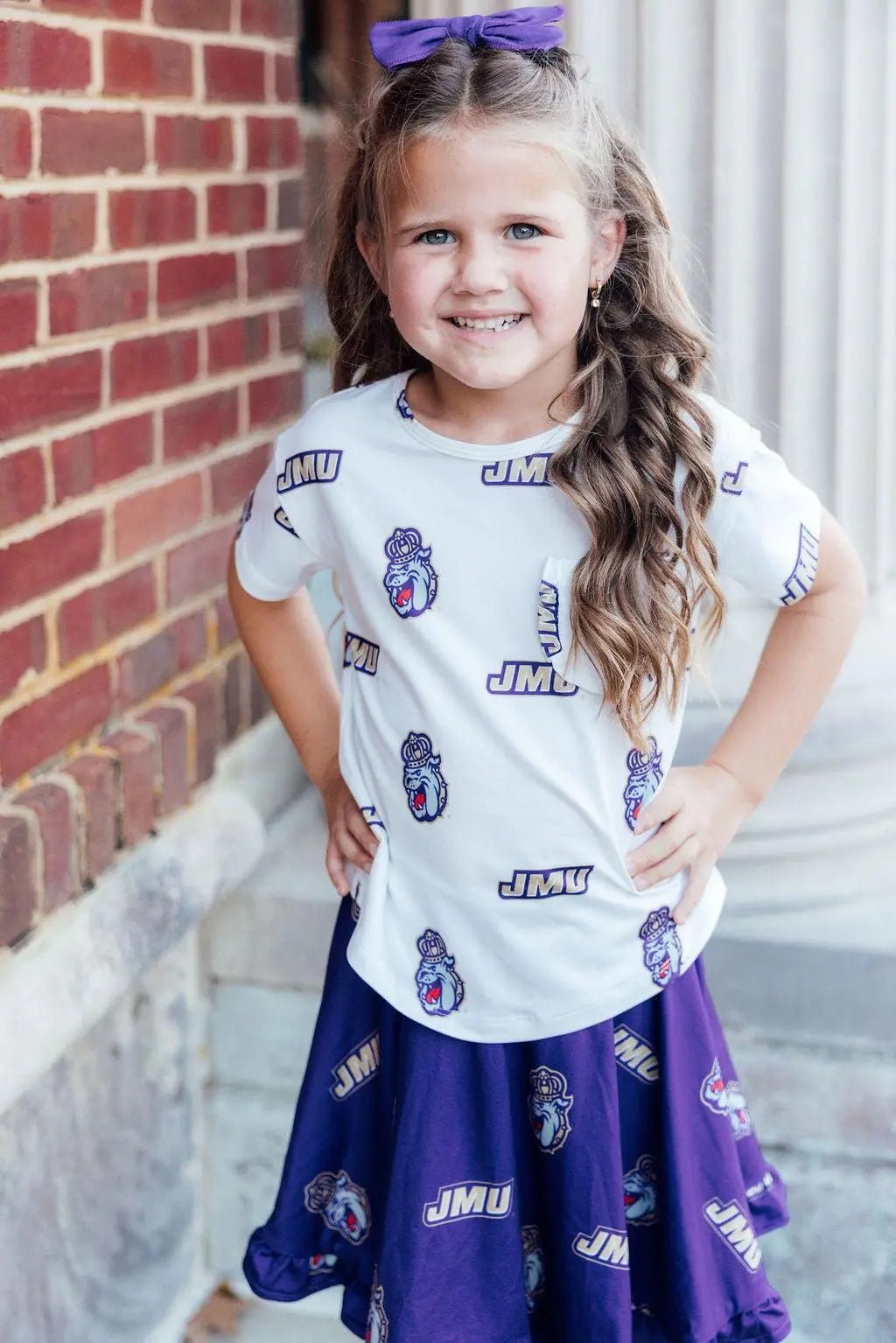 Mila & Rose ® JMU White Duke Dog Ruffle Pocket Tee - 