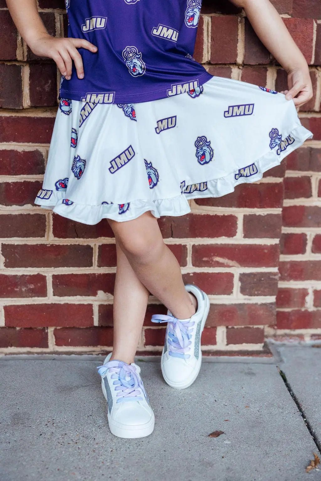 JMU White Duke Dog Twirl Skort - Blue, Pink, Purple, Sock, Top | Everetts Place