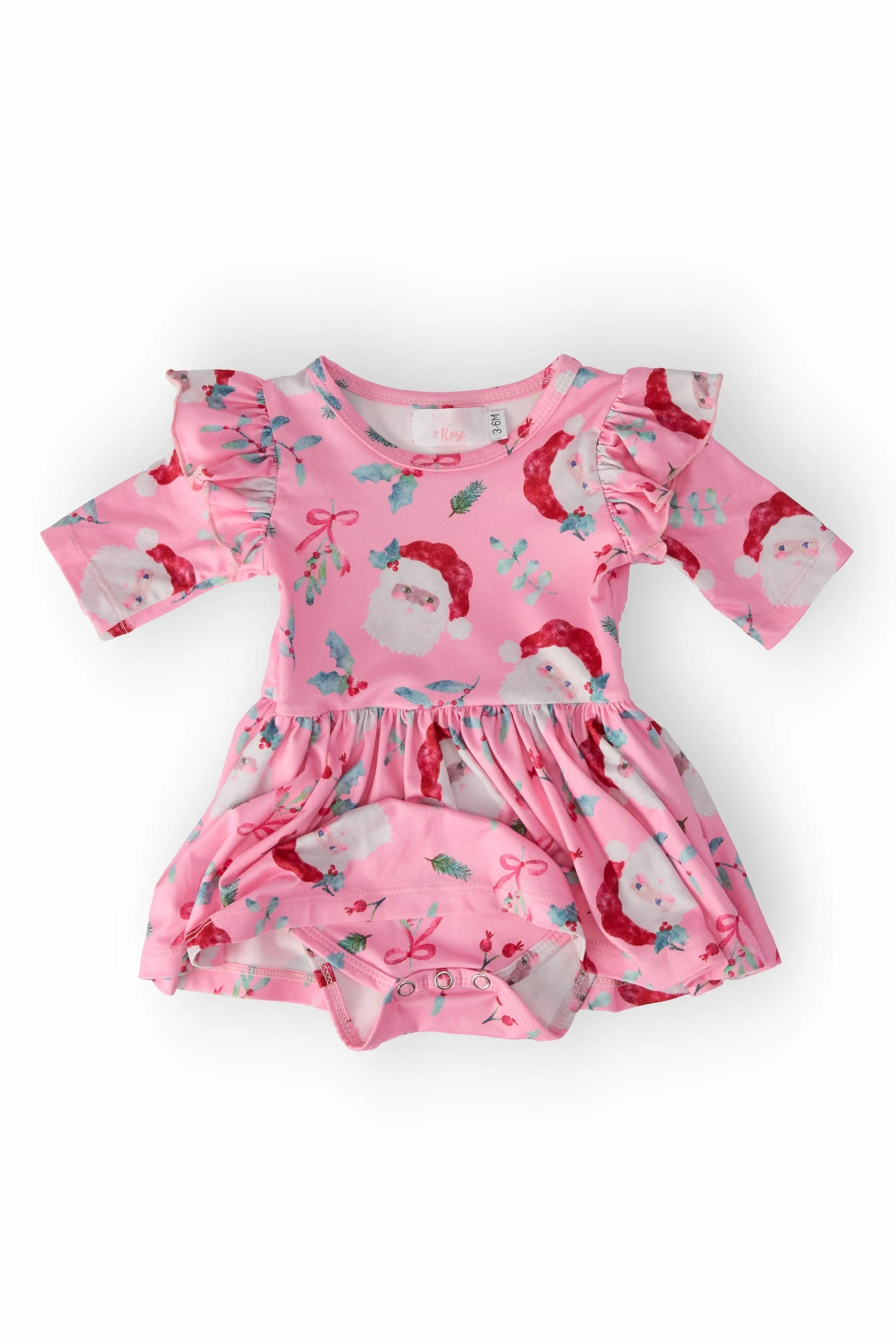 Mila & Rose ® Jolly Old Saint Nick Twirl Flutter Bodysuit - 