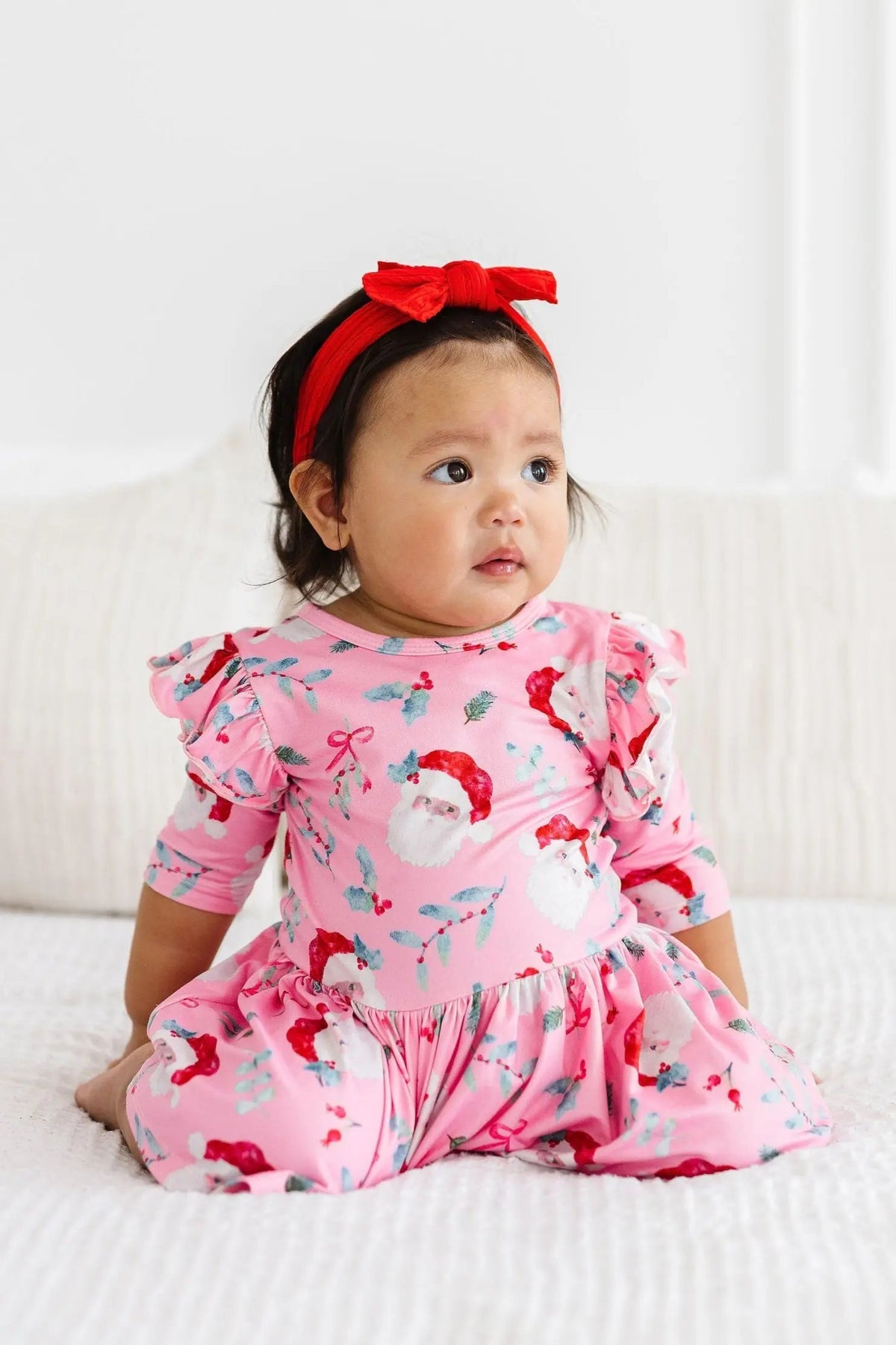 Mila & Rose ® Jolly Old Saint Nick Twirl Flutter Bodysuit - 